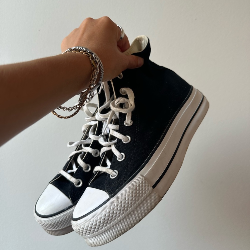 Converse black platform high tops